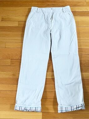 J.Crew Cream Cotton Classiccore Preppy Flannel Wide Leg Chino Khaki Pants 8